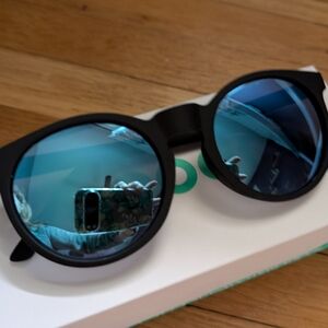 Stylish Black Sunglasses with Blue Lenses